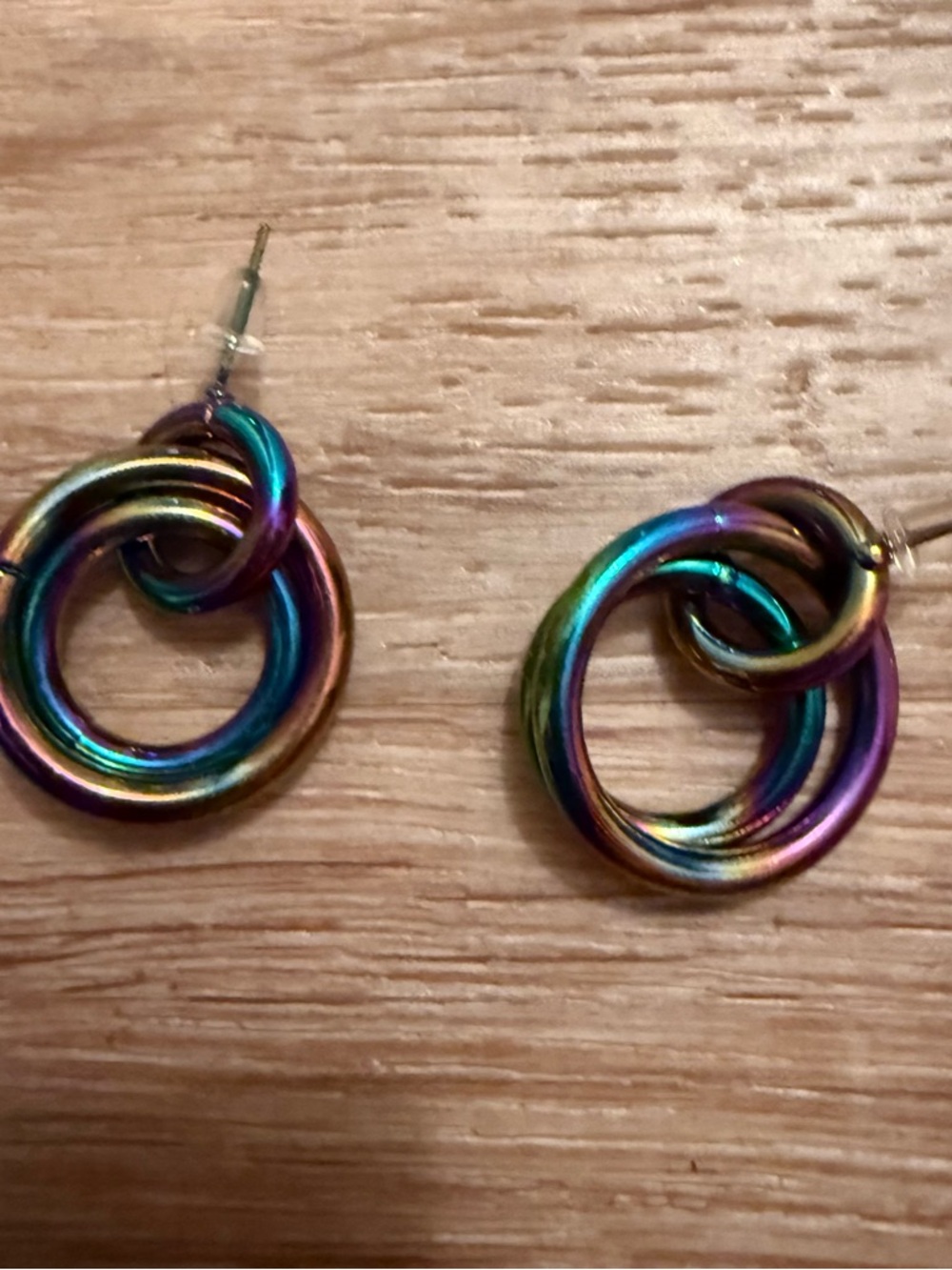 Iridescent Rainbow Double Hoop Earrings - Women Jewelry
